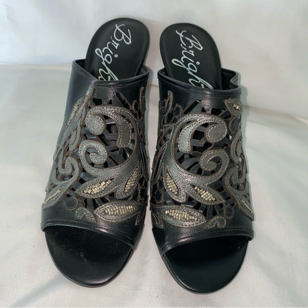 Brighton women’s heeled beaded mules size 8.5